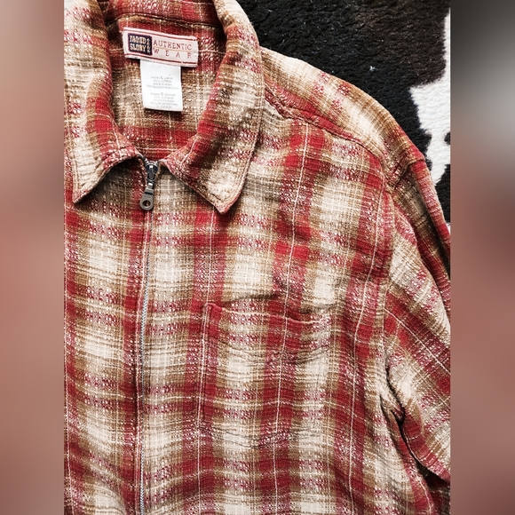 "FADED GLORY" WOMEN'S 90'S ZIP UP JACKET/FLANNEL - RED MULTI - Picture 3 of 4